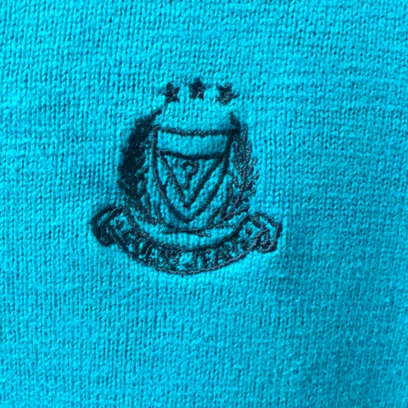 Guess Vintage Military Style V Neck Blue Sweater - Picture 5 of 8